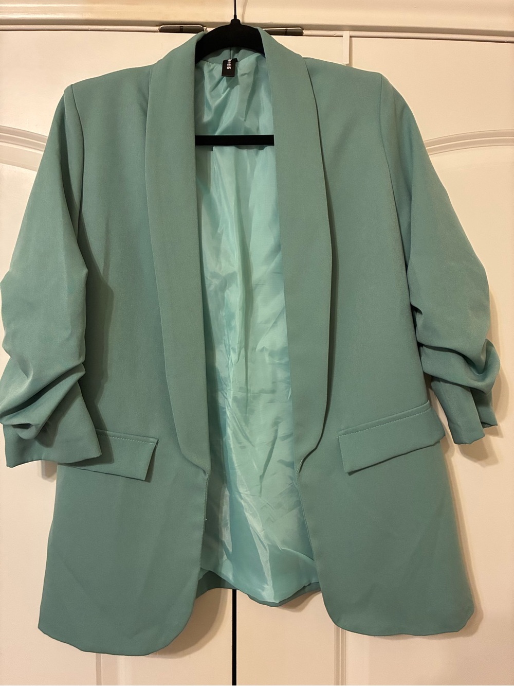 Light Teal Open-Front Blazer Jacket